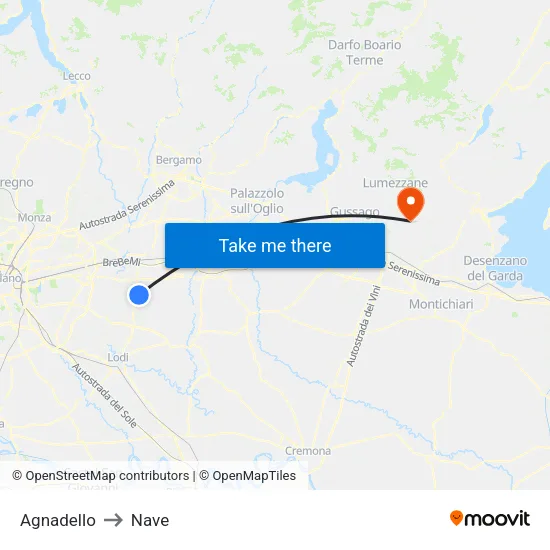 Agnadello to Nave map