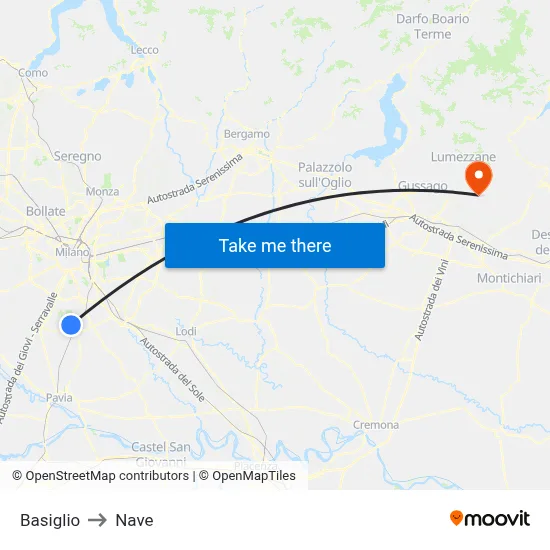 Basiglio to Nave map