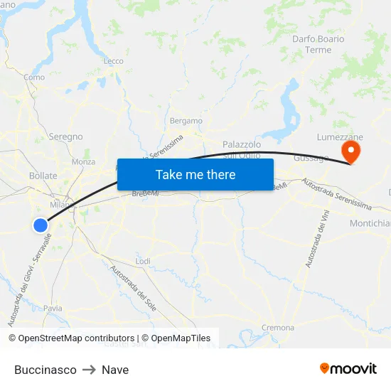 Buccinasco to Nave map