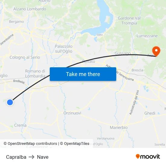 Capralba to Ship map