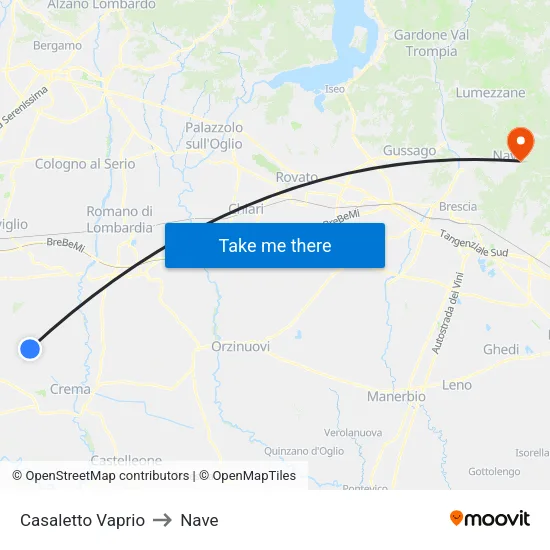 Casaletto Vaprio to Nave map