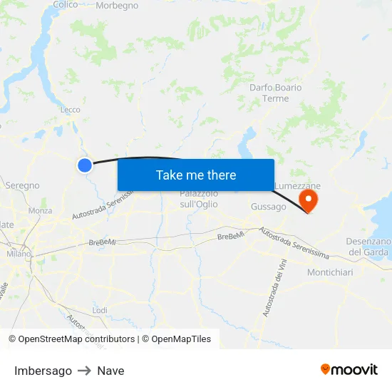 Imbersago to Nave map