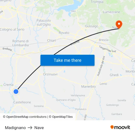 Madignano to Ship map