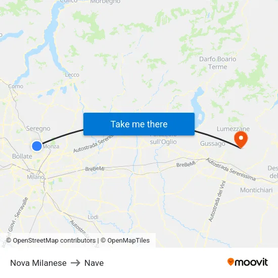 Nova Milanese to Nave map