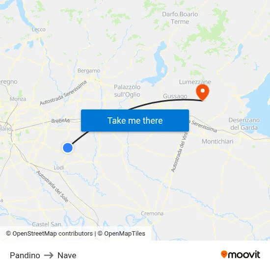Pandino to Nave map