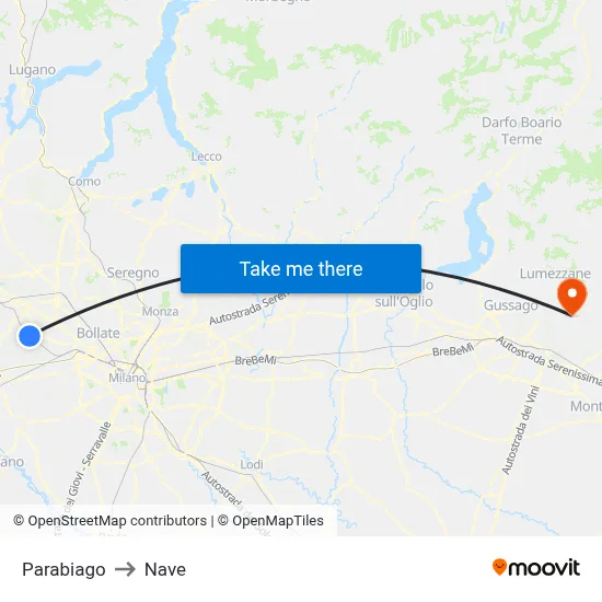 Parabiago to Nave map