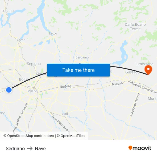 Sedriano to Nave map
