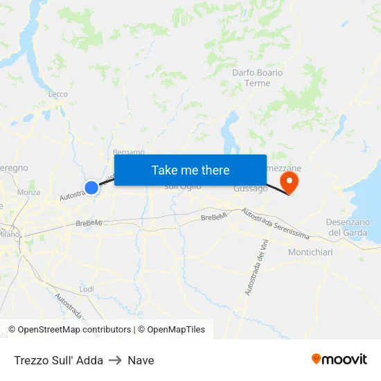 Trezzo Sull' Adda to Nave map