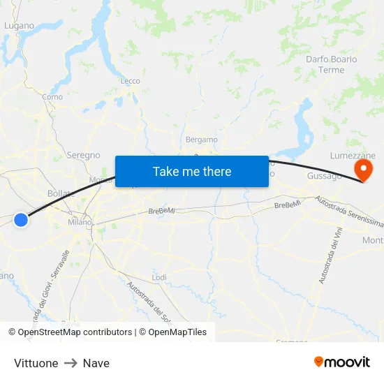Vittuone to Nave map