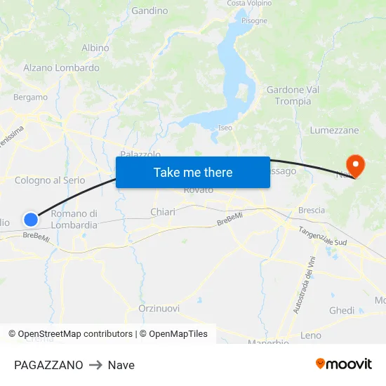 PAGAZZANO to Nave map