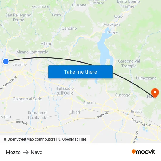 Mozzo to Nave map