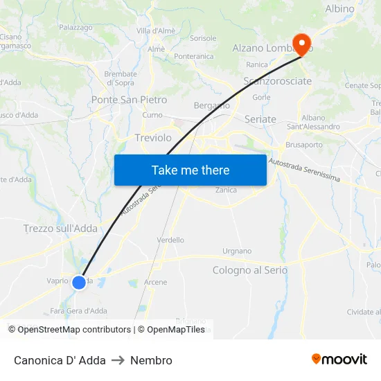Canonica d'Adda to Nembro map