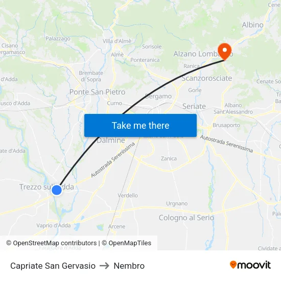 Capriate San Gervasio to Nembro map