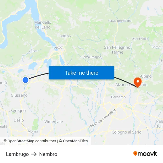 Lambrugo to Nembro map