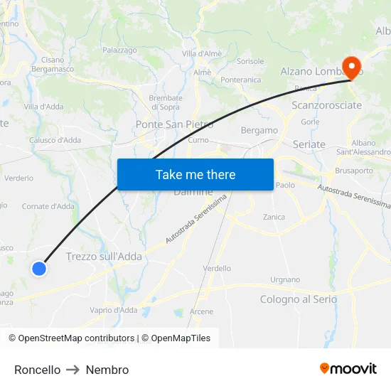Roncello to Nembro map