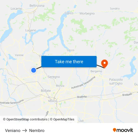 Veniano to Nembro map