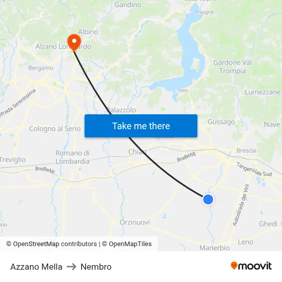 Azzano Mella to Nembro map
