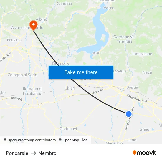 Poncarale to Nembro map