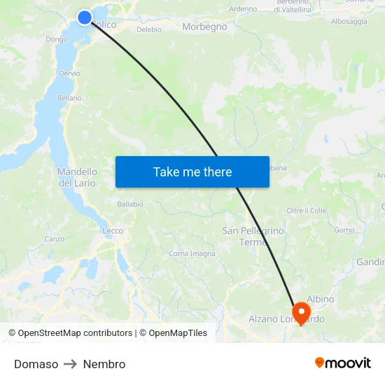 Domaso to Nembro map