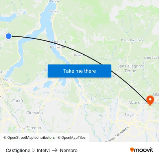 Castiglione d'Intelvi to Nembro map