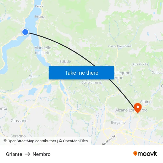 Griante to Nembro map