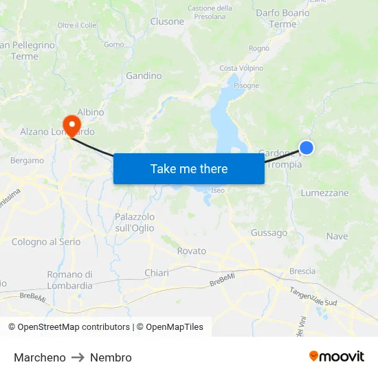 Marcheno to Nembro map