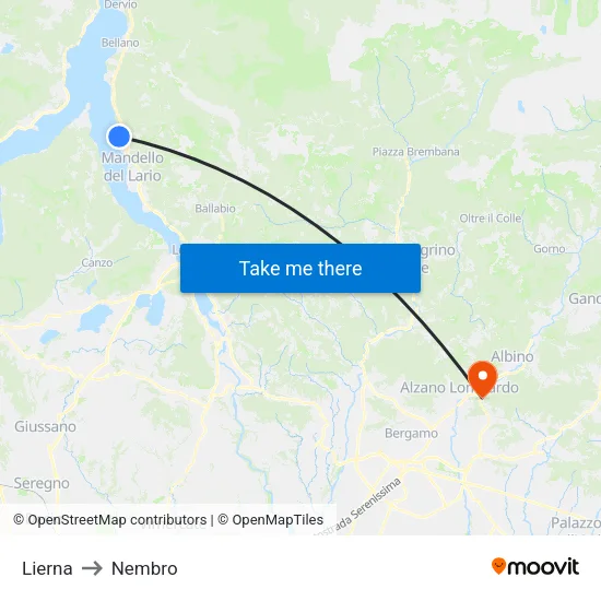 Lierna to Nembro map