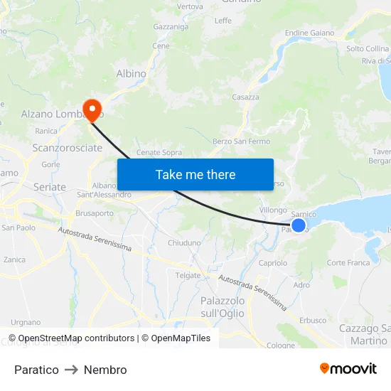 Paratico to Nembro map