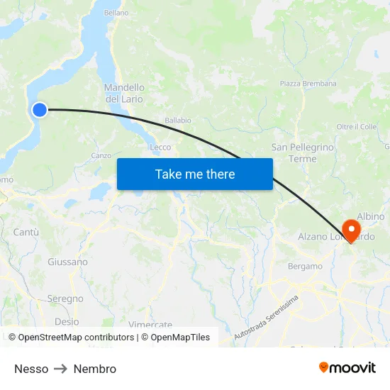 Nesso to Nembro map