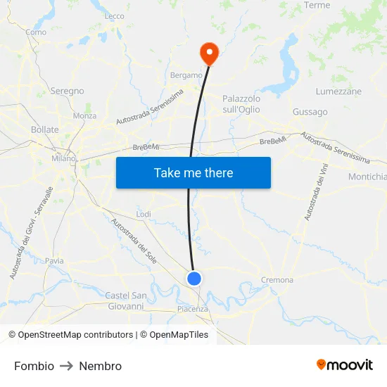 Fombio to Nembro map