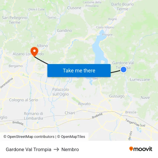 Gardone Val Trompia to Nembro map