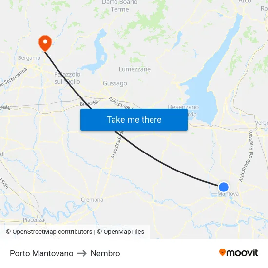 Porto Mantovano to Nembro map