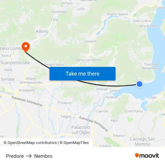 Predore to Nembro map