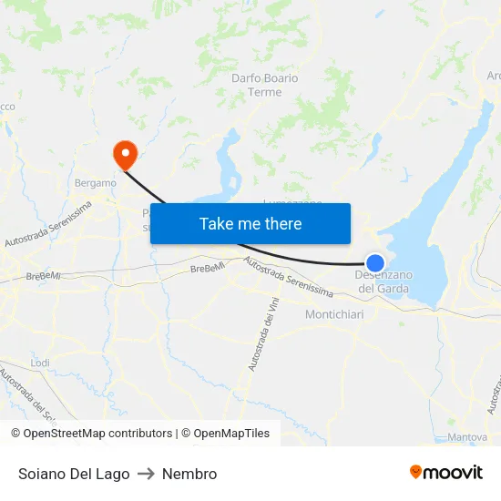 Soiano del Lago to Nembro map