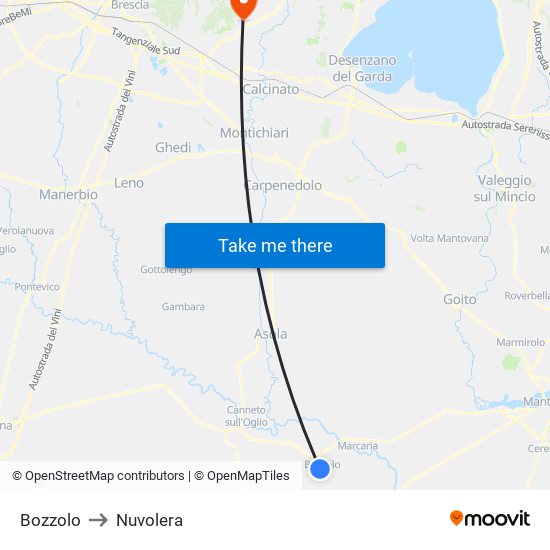 Bozzolo to Nuvolera map