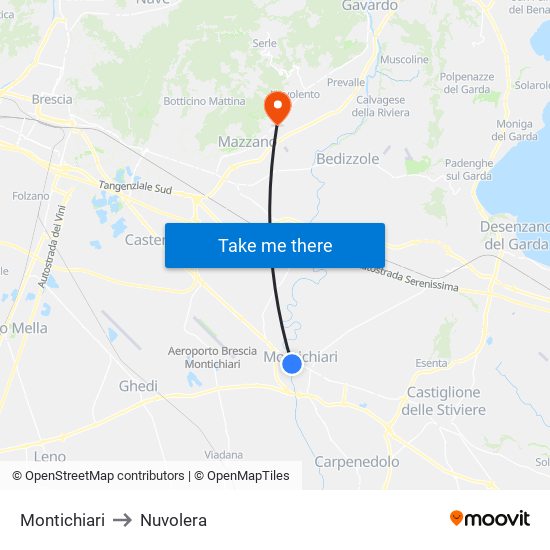 Montichiari to Nuvolera map