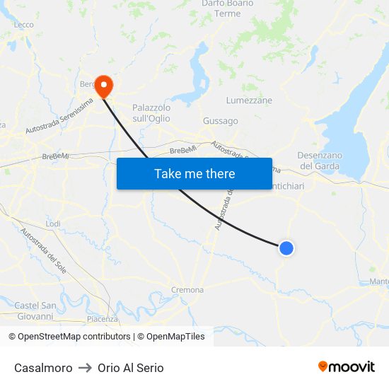 Casalmoro to Orio Al Serio map