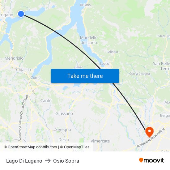 Lago Di Lugano to Osio Sopra map