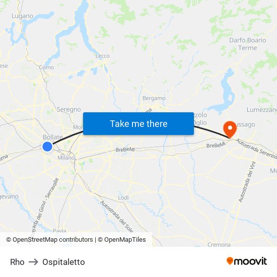 Rho to Ospitaletto map