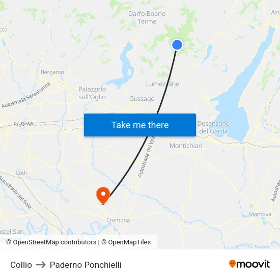 Collio to Paderno Ponchielli map