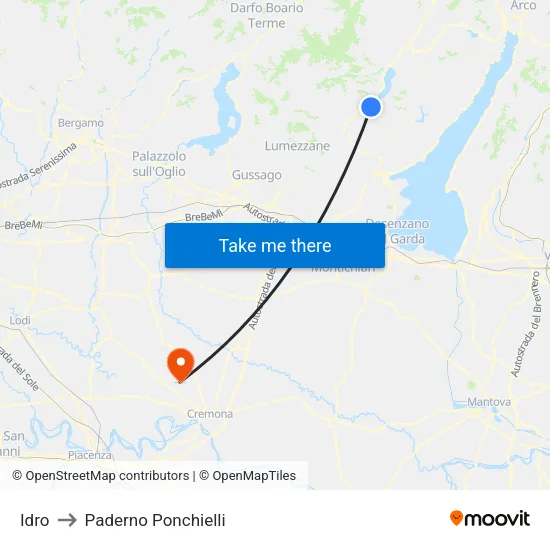 Idro to Paderno Ponchielli map