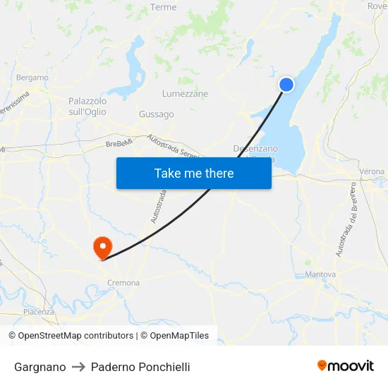 Gargnano to Paderno Ponchielli map