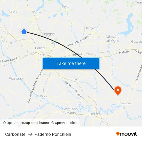 Carbonate to Paderno Ponchielli map
