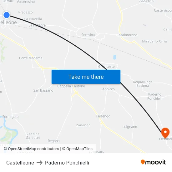 Castelleone to Paderno Ponchielli map
