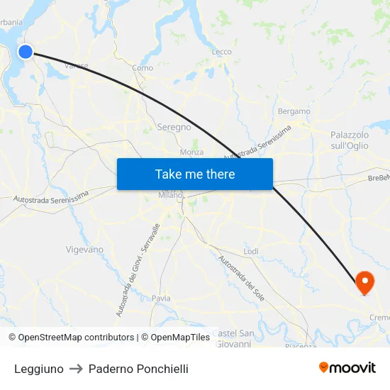 Leggiuno to Paderno Ponchielli map