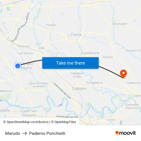Marudo to Paderno Ponchielli map