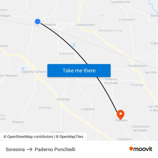 Soresina to Paderno Ponchielli map