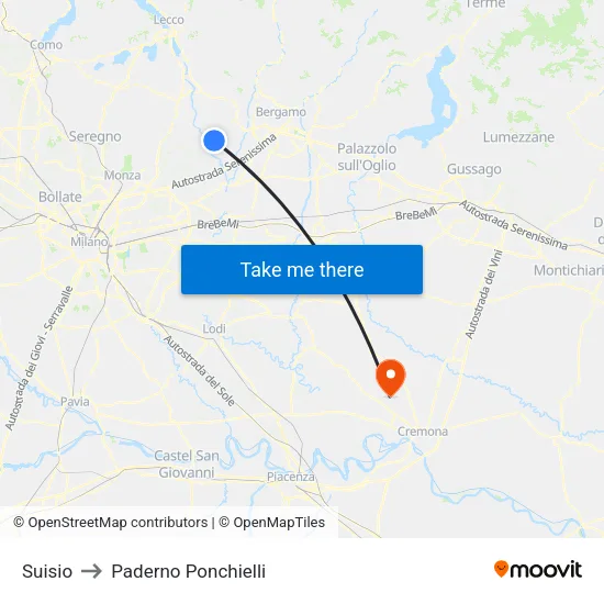 Suisio to Paderno Ponchielli map