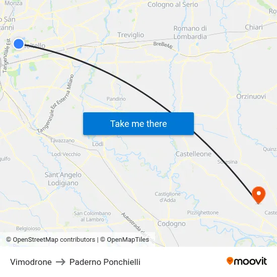Vimodrone to Paderno Ponchielli map
