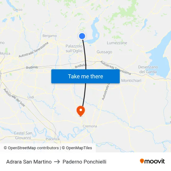 Adrara San Martino to Paderno Ponchielli map